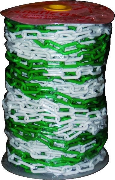 CHAINE PLASTIQUE DIAMETRE 8 VERT/BLANC ROULEAUX 50M