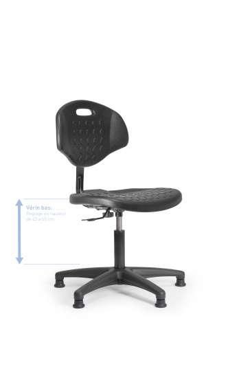 Chaise d'atelier en polyuréthane - fixe - vérin bas - patins - modèle stylfixvbp_0