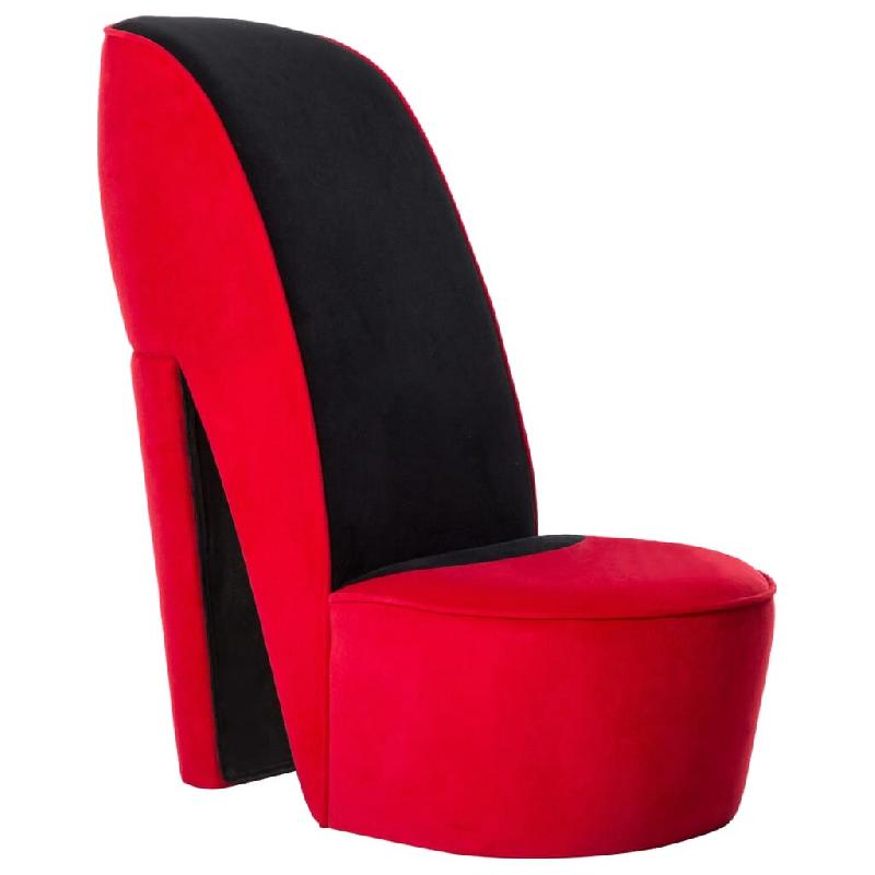 Décoshop26 - Fauteuil lounge design moderne en forme de talon haut en velours rouge DEC026791 - rouge 3000256008611_0