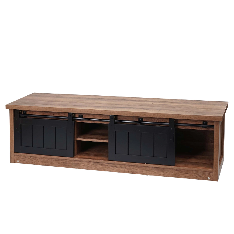 Décoshop26 - Meuble TV avec deux portes coulissantes et 4 compartiments 43x150x40 cm MDF marron 04_0007852 - marron 3000262334964_0