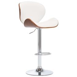 Décoshop26 - Tabouret de bar x1 chaise haute design rétro en PVC blanc bois courbé et métal DEC029447 - blanc 3000257379253_0