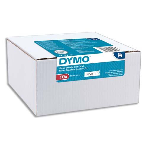 Dymo - Pack de 10 rubans D1 noir/blanc 19 mm x 7 m - Référence 2093098 - Éco-responsable avec boîtier recyclé_0
