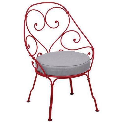 FAUTEUIL CABRIOLET 1900 COQUELICOT COUSSIN GRIS FLANELLE - FERMOB
