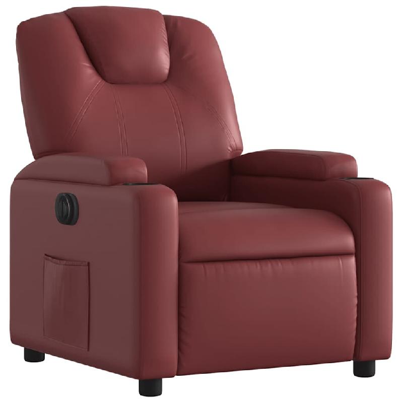 Fauteuil inclinable électrique Rouge bordeaux Similicuir Modèle Nermelora - 8721012169081_0