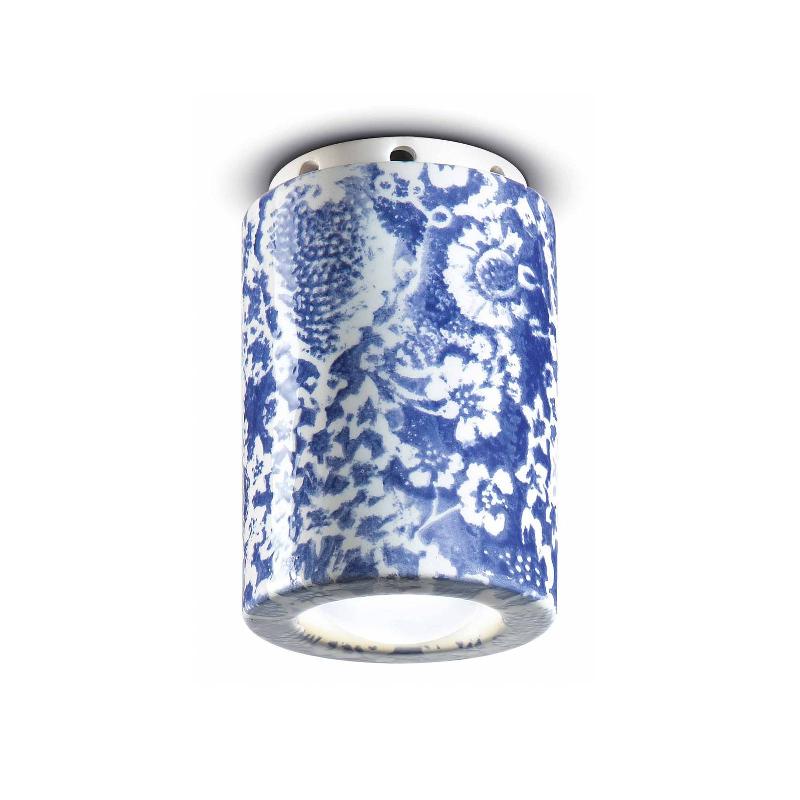 FERROLUCE PLAFONNIER PI, MOTIF FLORAL, Ø 8,5 CM BLEU/BLANC