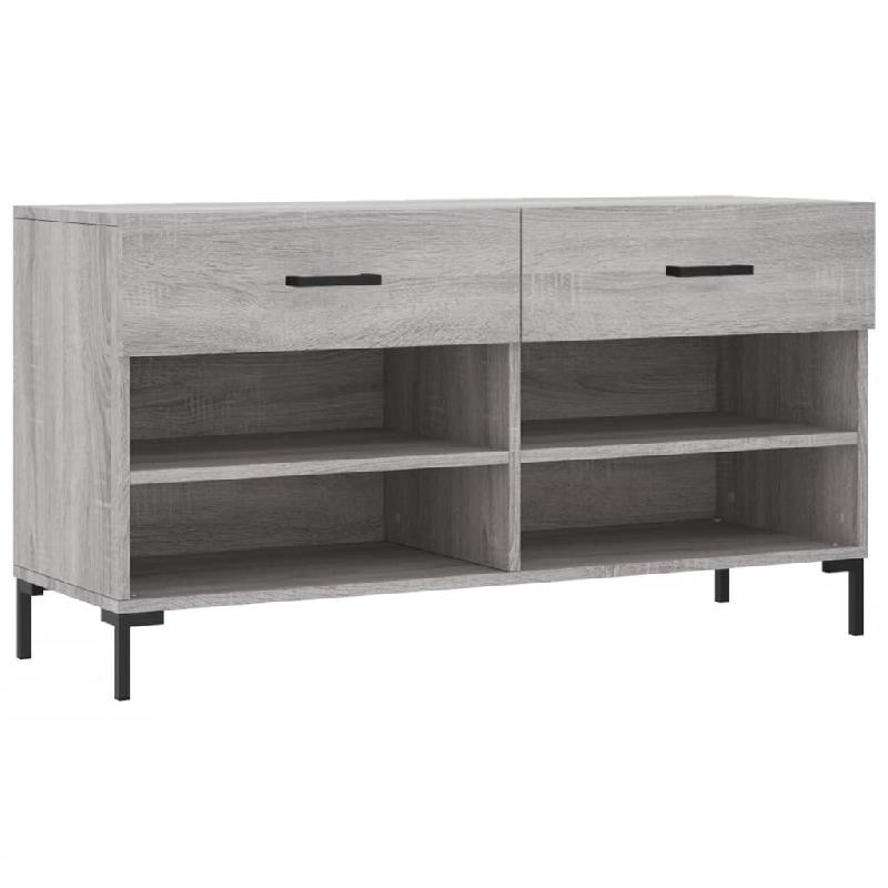 Helloshop26 - Banc à chaussures bottes commode étagère meuble entrée rangement sonoma 102 x 35 x 55 cm bois d'ingénierie gris 02_0022999 - gris B_0