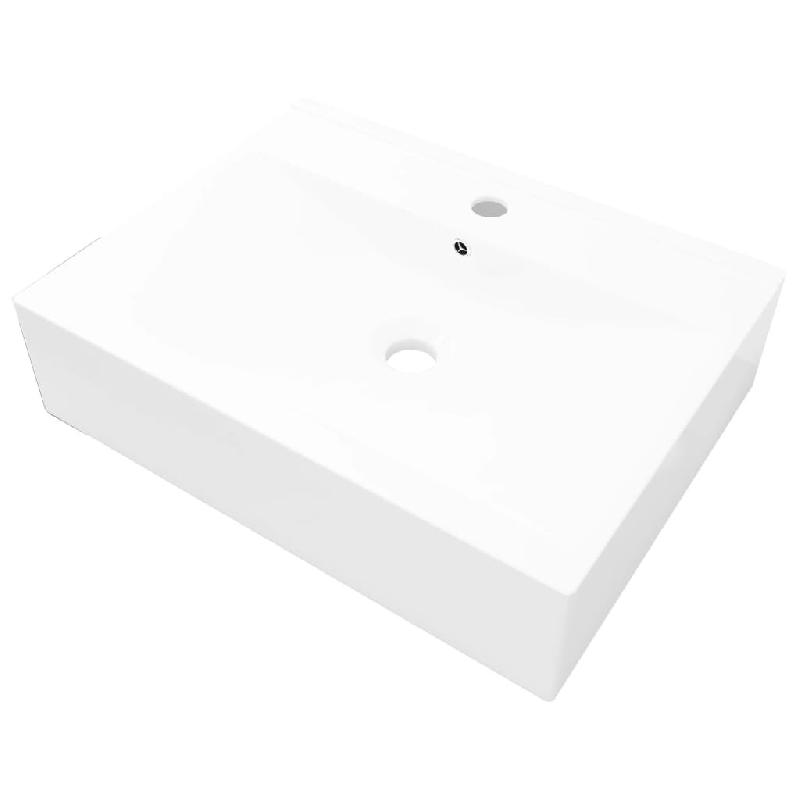 Helloshop26 - Vasque à poser en céramique rectangulaire 60 x 46 cm Blanc 02_0002486 - 3000099831537_0