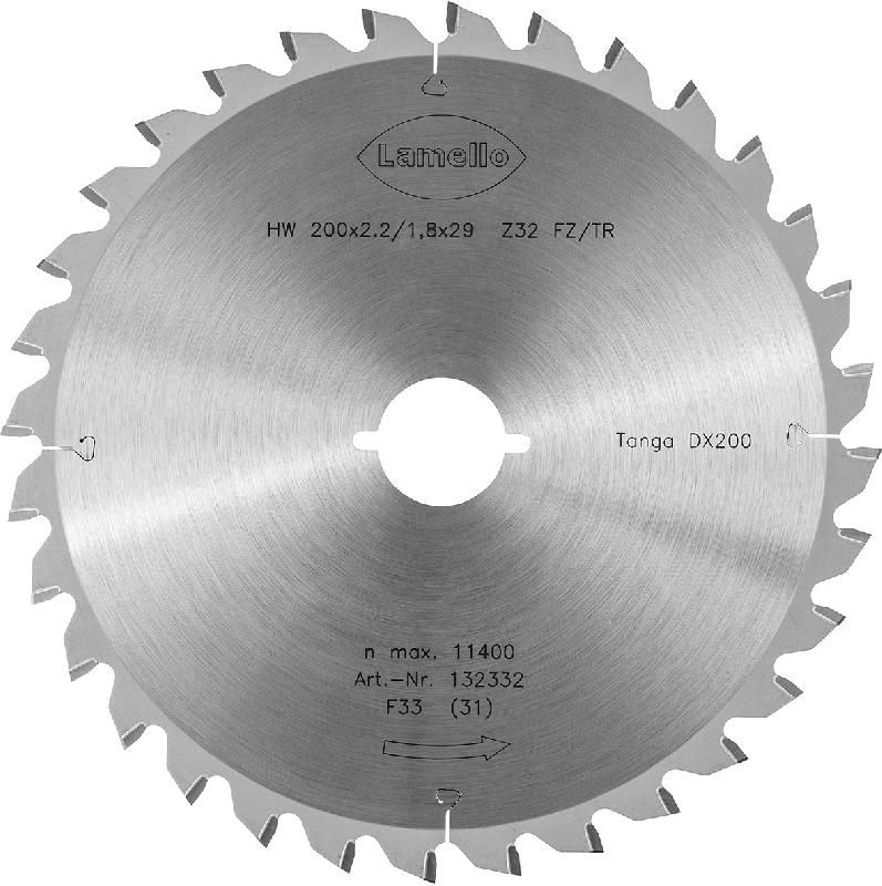 LAME DE SCIE CIRCULAIRE Ø200 X 2.2 X 29 MM LAMELLO - MÉTAL DUR Z32 - PROF.70 MM - POUR FENÊTRE ALUMINIUM - 132332