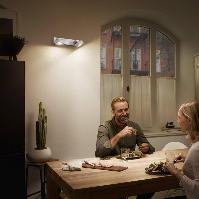 LEDVANCE SPOT POUR PLAFOND LED PLUTO, ACIER, BOIS, À 2 LAMPES, BLANC