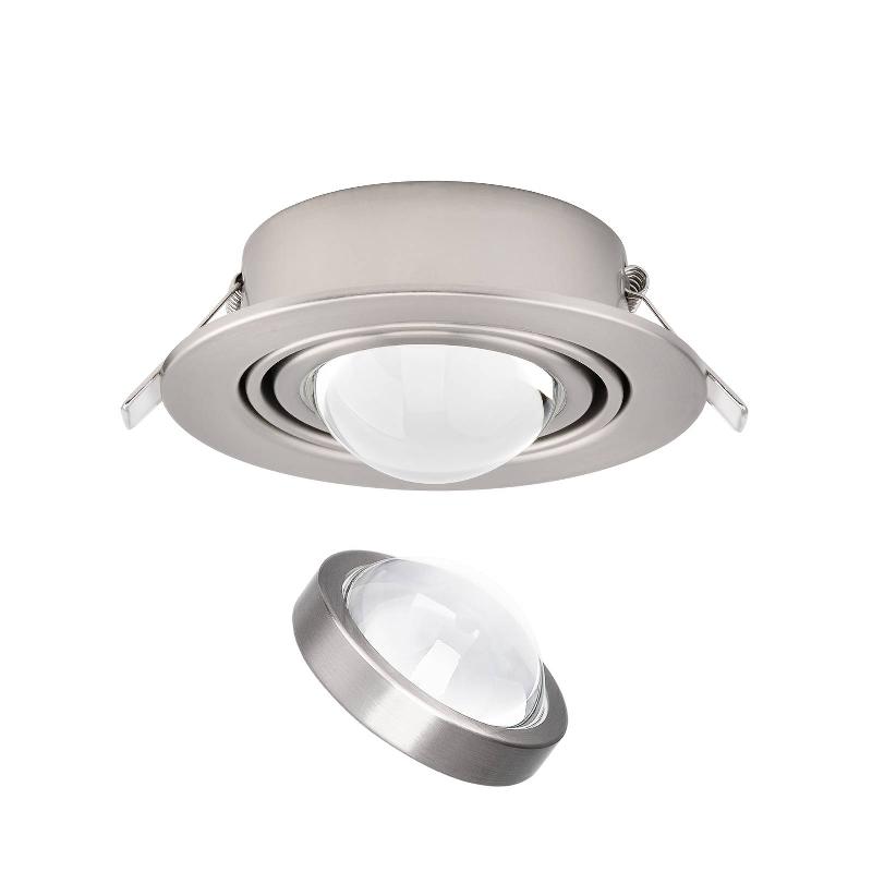 LINDBY SPOT ENCASTRABLE JYLA, NICKEL, 3.000 K, Ø 13 CM, LENTILLE