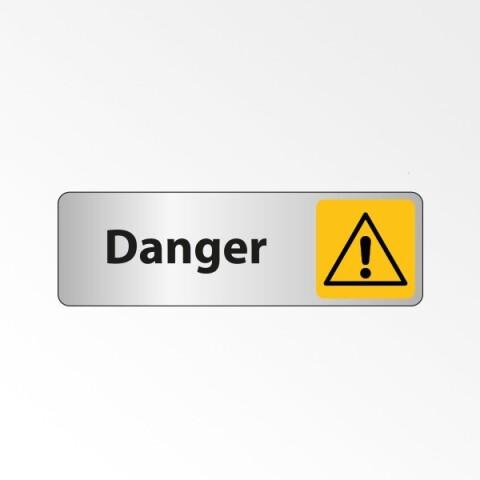 LOT DE 2 - PANNEAU PICTOGRAMME DANGER - SIGNALÉTIQUE D'INFORMATION ALU 150 X 47 MM ARGENT