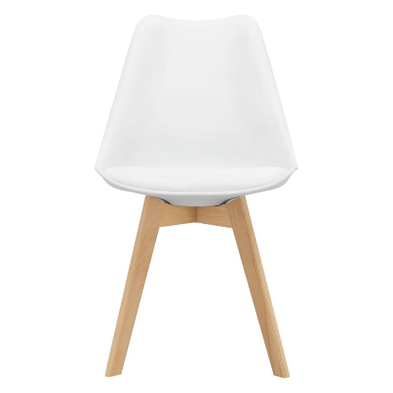 Lot de 6 chaises de salle à manger - design scandinave - similicuir blanc - pieds en hêtre massif - 03_0006778_0