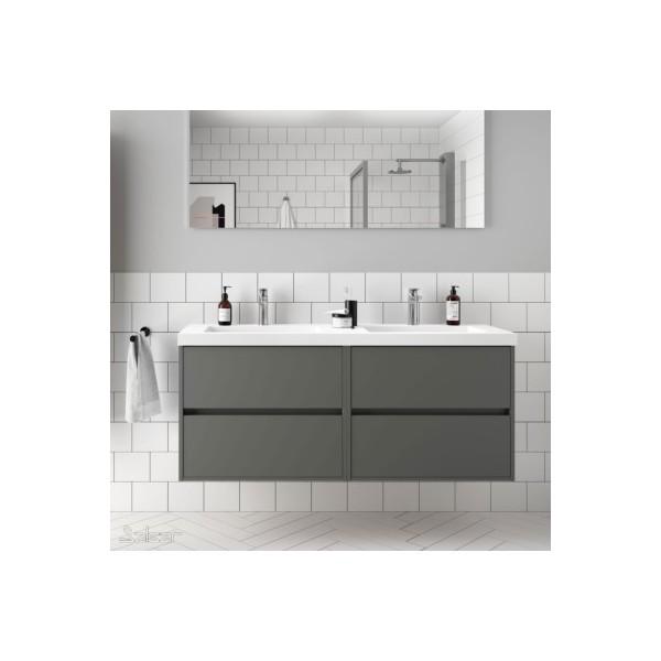 MEUBLE SALLE DE BAIN NOJA 1400 GRIS MAT - SALGAR 85099