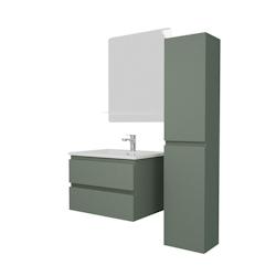 MOB-IN Ensemble meuble simple vasque SORRENTO 60 cm + robinet + miroir + Colonne - vert 3701606505001_0