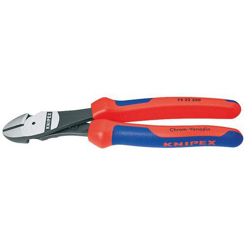PINCE COUPANTE DÉMULTIPLIÉE 200MM COUDÉE À 25° - GAINAGE BI-MATIÈRE - KNIPEX