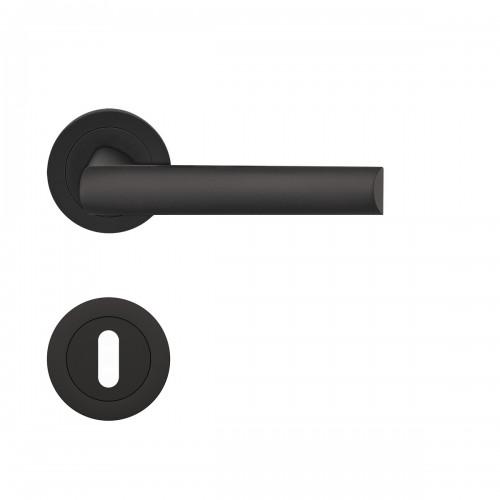 POIGNÉES DE PORTE SUR ROSACES RONDES ER 55 PARIS - NOIR MAT - CLÉ L KARCHER DESIGN