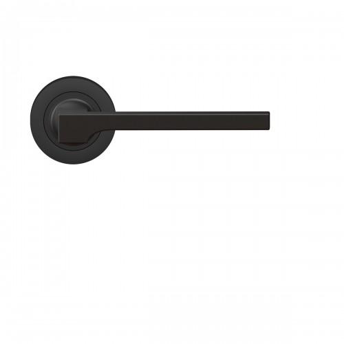 POIGNÉES DE PORTE SUR ROSACES RONDES - SÉRIE ER 57 - SOHO - NOIR MAT - BEC DE CANE KARCHER DESIGN