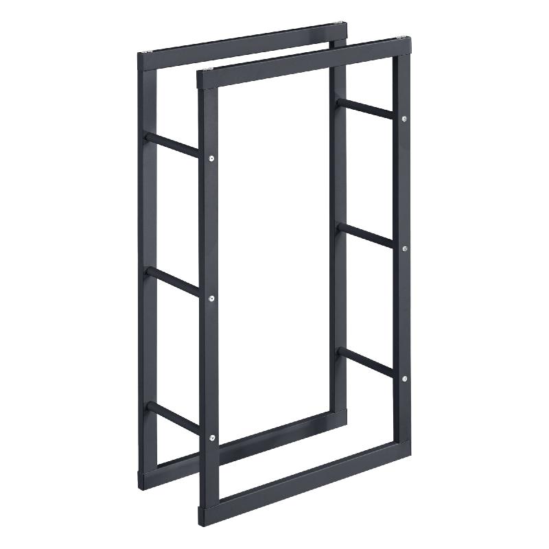 Porte-bûches robuste range-bûches solide support pour bois de chauffage rangement efficace pour intérieur extérieur acier laqué 60 x 100 x 25 cm gris 03_0005961_0