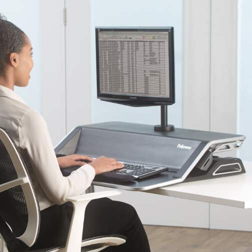 Poste de travail assis-debout ergonomique - 22 réglages de hauteur - Stabilité et mobilité améliorées_0