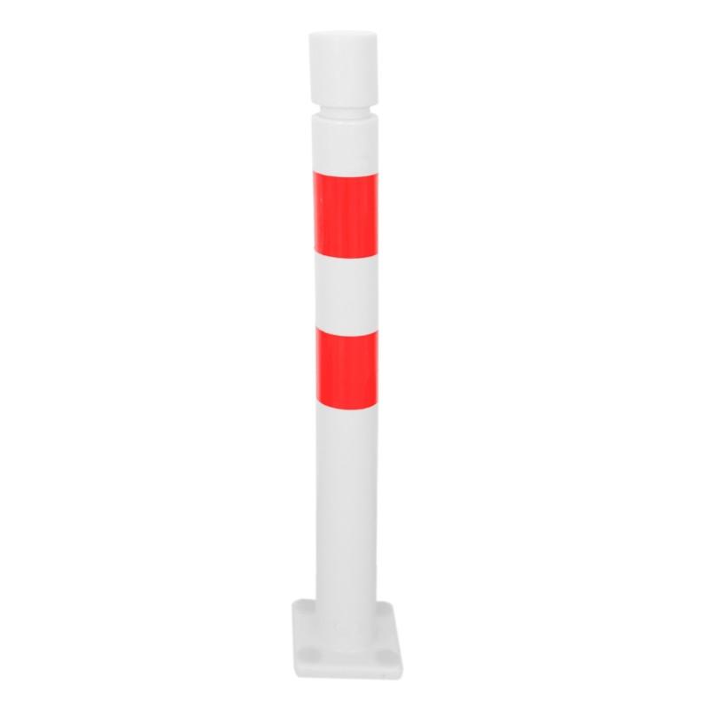 Poteau de protection à mémoire de forme en Polyuréthane - 80/1000mm - tête cylindrique - rouge/blanc - Résistant à la déchirure et à la traction_0