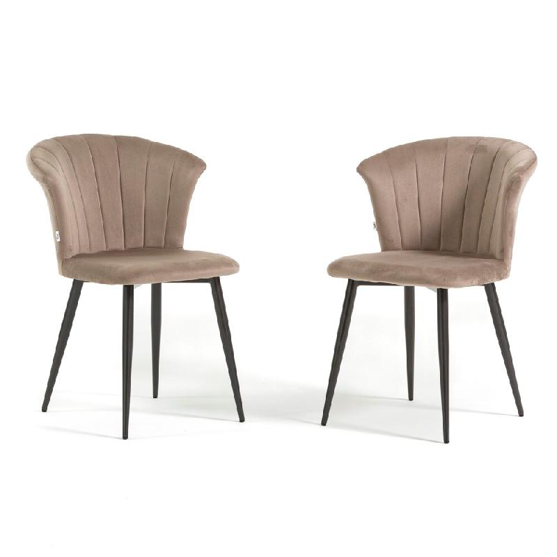 RATTATAN Lot de 2 chaises d’intérieur en velours avec pieds en métal, élégantes pour cuisine, salle à manger, bars et restaurants –LIVIA– T_0
