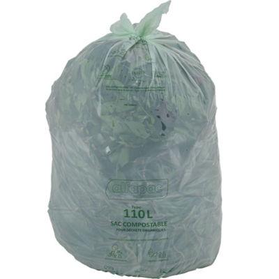 Sacs poubelle pour déchets compostables 110 L transparents, lot de 200_0