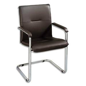 Fauteuil visiteur rumba en simili cuir noir v4, piètement luge acier chromés - h90 cm, largeur 48 cm_0