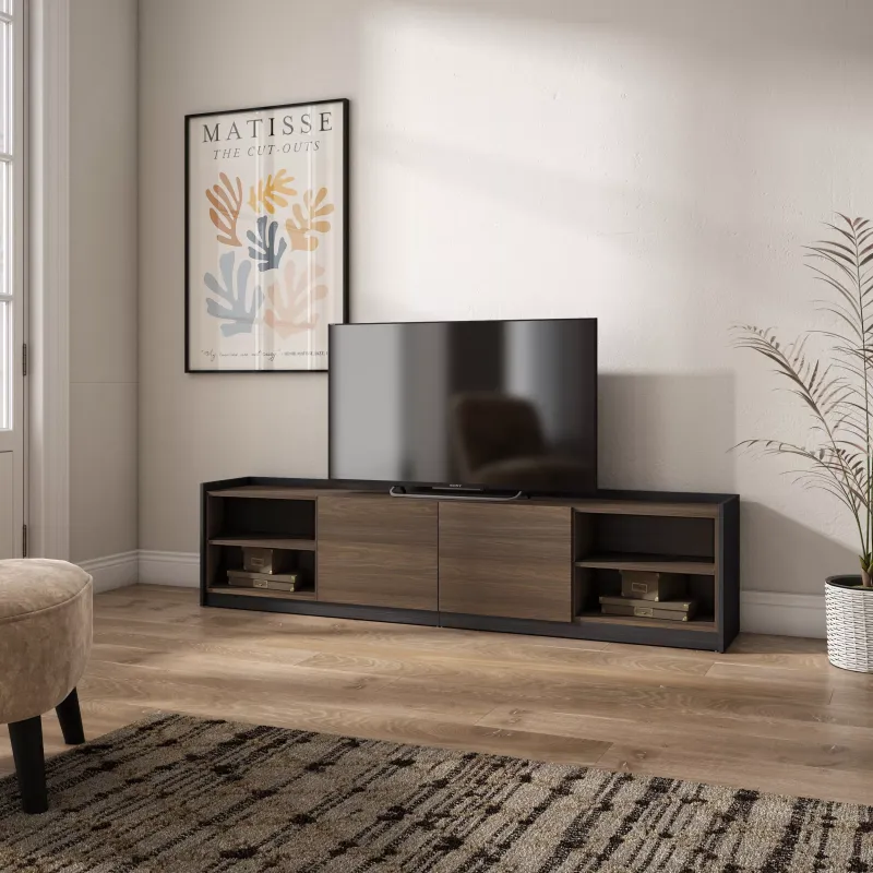 SKRAUT HOME - MEUBLE TV, BANC TéLé, 207X37X50CM, POUR LES TV JUSQU'à 80