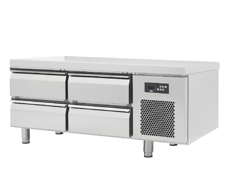 Soubassement réfrigéré inox 4 tiroirs - 138 L positif - profondeur 600 mm - SBRP4T-1600_0
