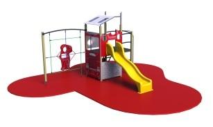 Structure de jeux pour enfants 3 à 10 ans - STADY PROMO - Ossature en bois massif, toboggan de 3m et filet en cordage armé_0