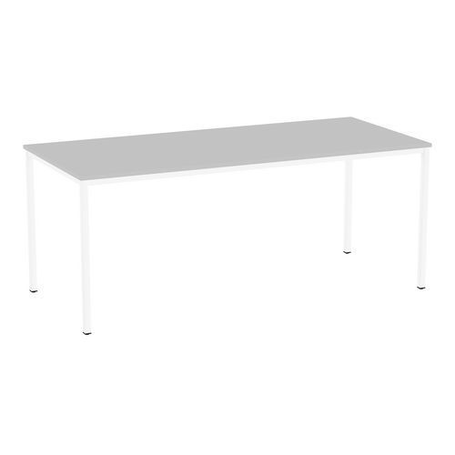 TABLE À MANGER VERSYS AVEC BASE BLANCHE RAL 9003 180 X 80 X 743 CM GRIS CLAIR