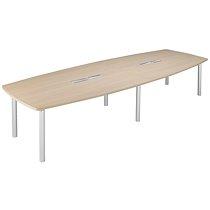 Table modulaire plateau chêne 14 personnes L 380 x P 140 cm - Frégate - piétement aluminium_0