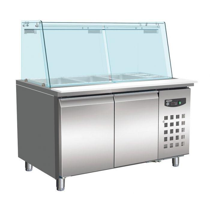 Table réfrigérée pâtisserie avec verre 2 portes 4x 1/1 gn récipient l1510mm 7950.0420 COMBISTEEL_0