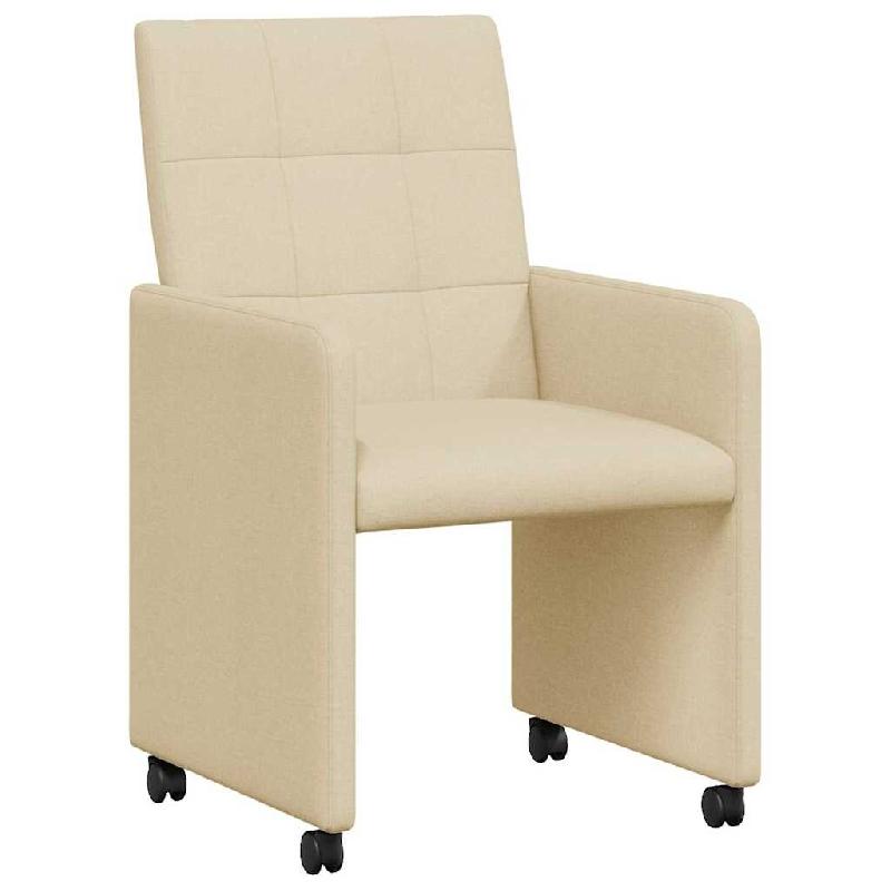 VidaXL Chaises de Salle à Manger avec Roues 2 pcs Crème tissu Modèle Raffiné - 42017836_0