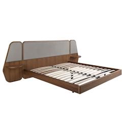 AC ANGEL CERDA Angel Cerdá Lit en noyer et tissu gris 7175C 296 x 209 x 110 - marron Bois manufacturé 8435631034131_0