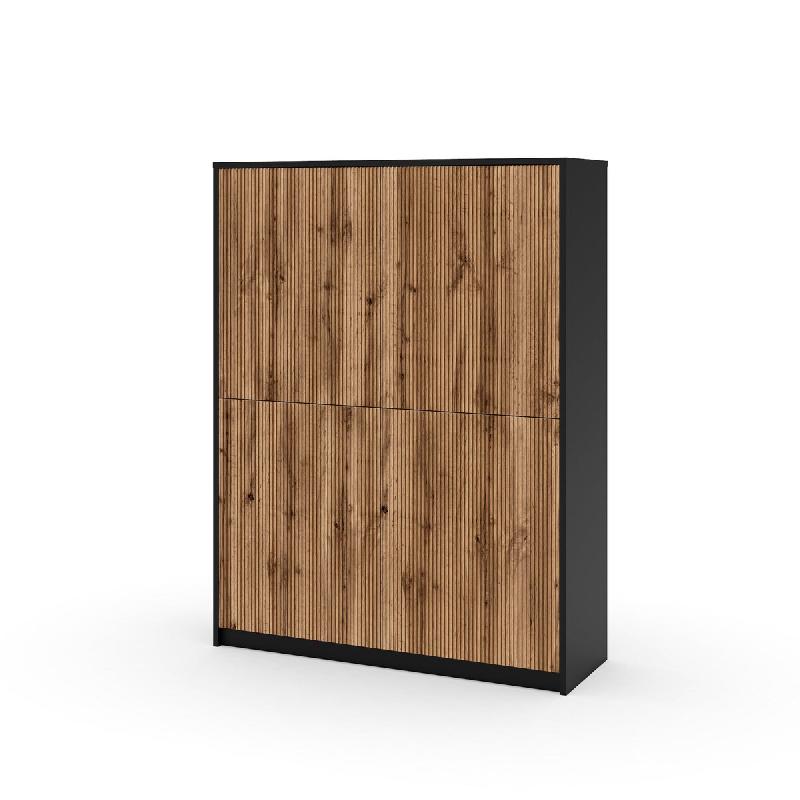 AQA Design Buffet haut BUDAPEST noir/chêne en mélamine et MDF L.115 P.38 H.150 MP03167 - multicolore Bois manufacturé MP03167_0