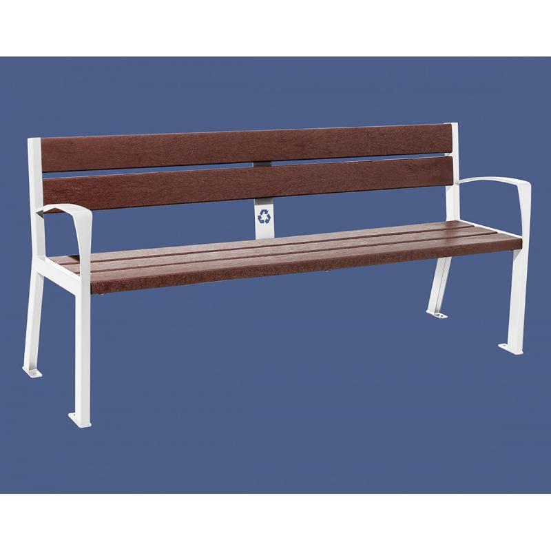 Banc public Silaos - acier et plastique recyclé - sans ou avec accoudoirs, 10 coloris disponibles_0