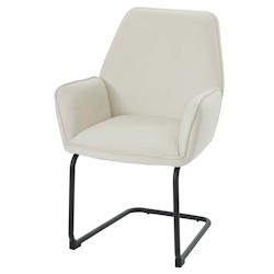 Décoshop26 - Chaise de salle à manger x1 avec accoudoirs en tissu beige crème 04_0006296 - beige 3000261691495_0
