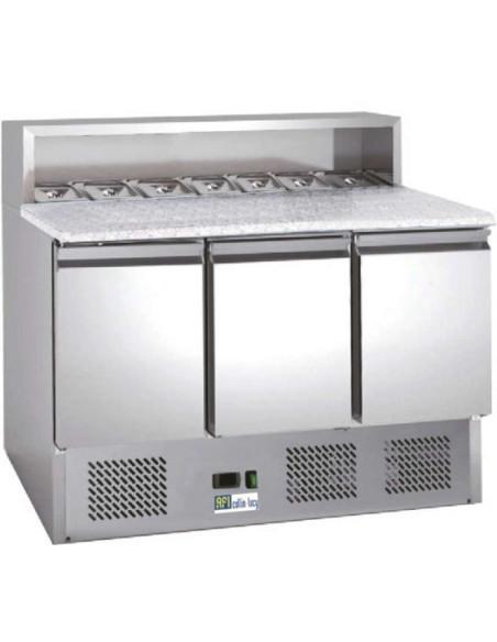 Desserte à pizzas 3 portes dessus granit - 7 bacs GN 1/6 - Référence : AAPS903_0