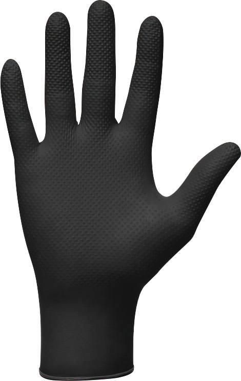 Gants jetables ambidextres nitrile noir 240mm 0,18mm T10 - boîte de 50 pcs - 65154 - texturés en diamant, antistatiques, classe III_0