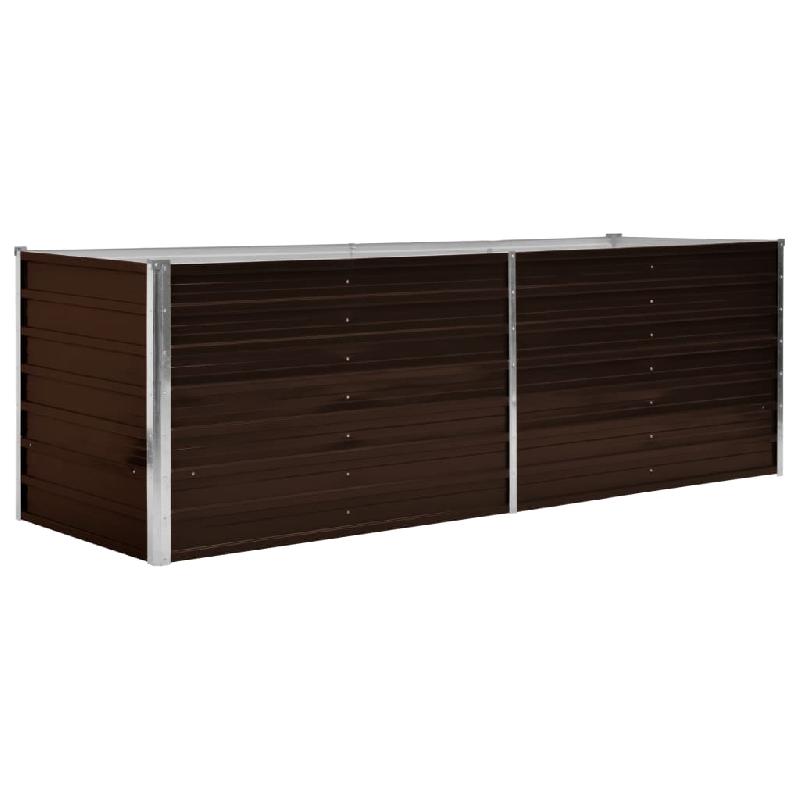 JARDINIÈRE LIT SURÉLEVÉ PLANTES FLEURS JARDIN MARRON 240 X 80 X 77 CM ACIER GALVANISÉ 02_0001219_0
