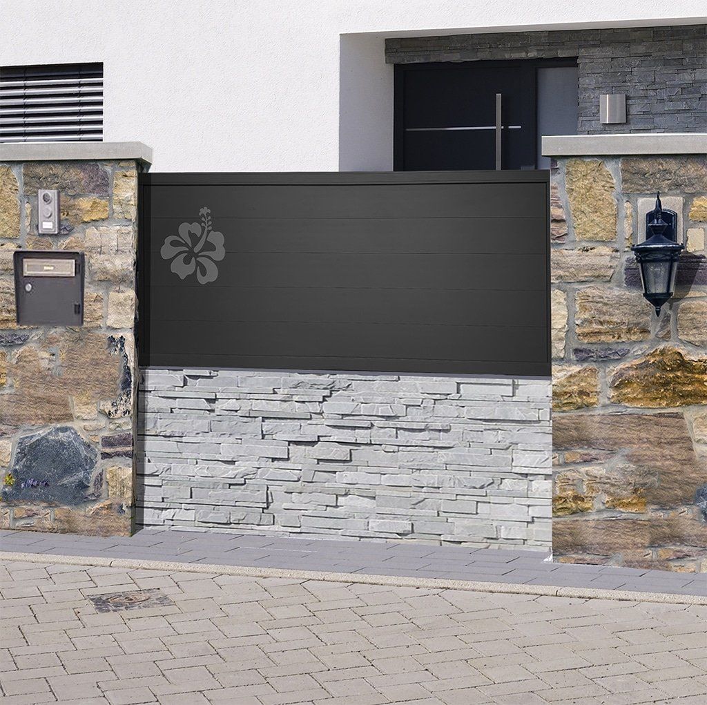 Minorque - clôture en aluminium avec décor fleuri en aluminium brossé - thermolaquage Qualicoat - sur-mesure_0