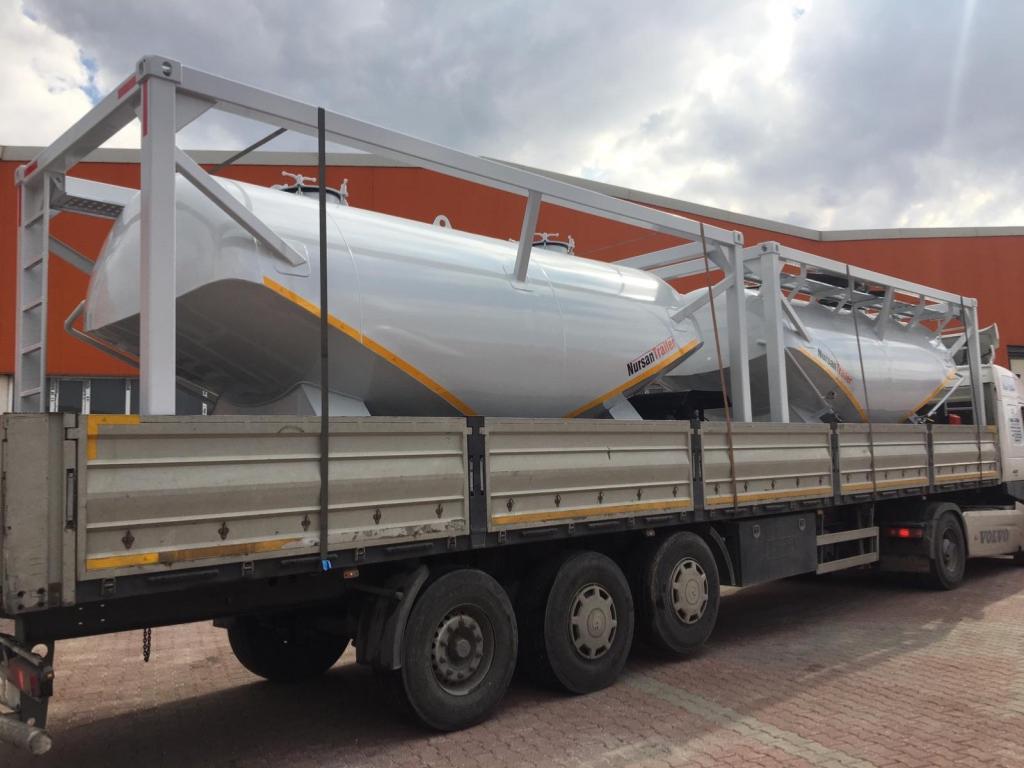 Remorque citerne Nursan conteneur 20' - cuve en aluminium - volume 17 m3 - déchargement horizontal_0