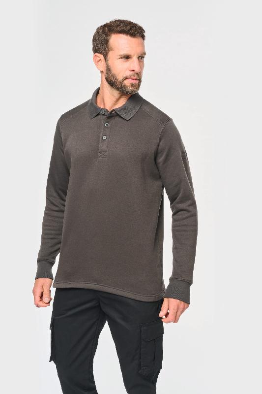 Sweat-shirt col polo homme - Réf: WK4000 - 80% coton, 20% polyester - Lavable à 60°C_0