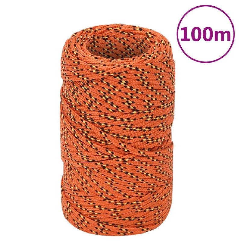 Vidaxl corde de bateau orange 2 mm 100 m polypropylène 152637_0