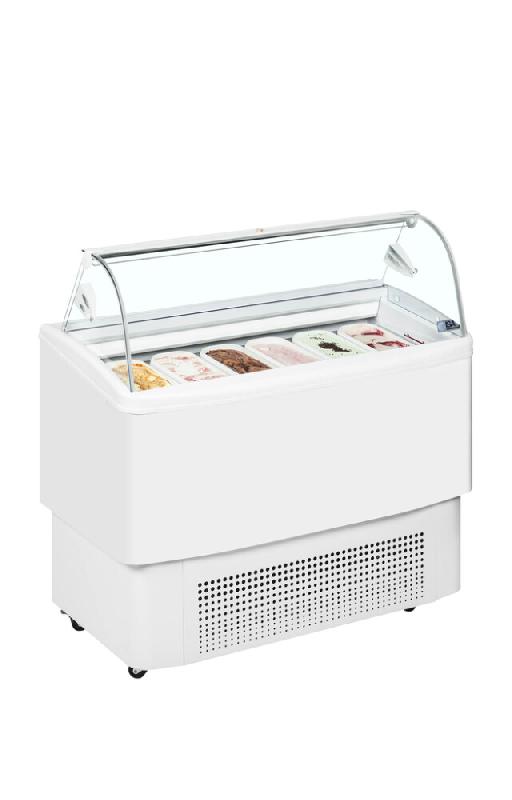 Vitrine congélateur de crème glacée blanc - 1214x630x1247 mm - 6+6 bacs Napoli 5L - marque ISA Italie - FIJI 6_0