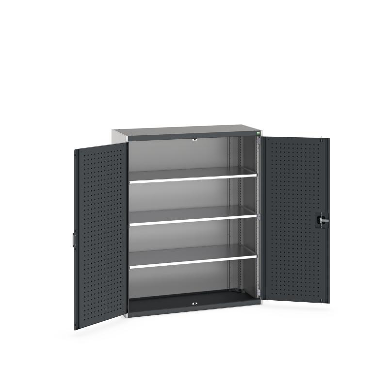 Armoire d'atelier Cubio SMF-13516-1.1 - Portes Perfo & 3 Tablettes - 1300x525x1600 mm_0