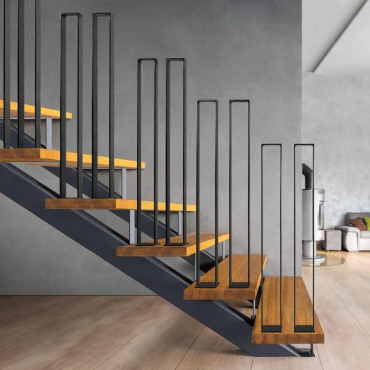 Garde-corps balcon et rampe Domino - Fer plat 40x8 - Différentes finitions disponibles_0