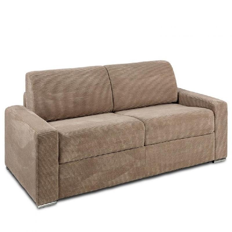 Canapé lit 3 places DREAMER convertible EXPRESS 140cm matelas 16 cm velours côtelé caramel_0