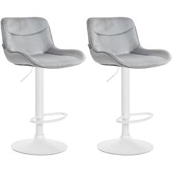 CLP Lot de 2 tabourets de bar Vonore velours Gris/Blanc - gris textile 325261_0